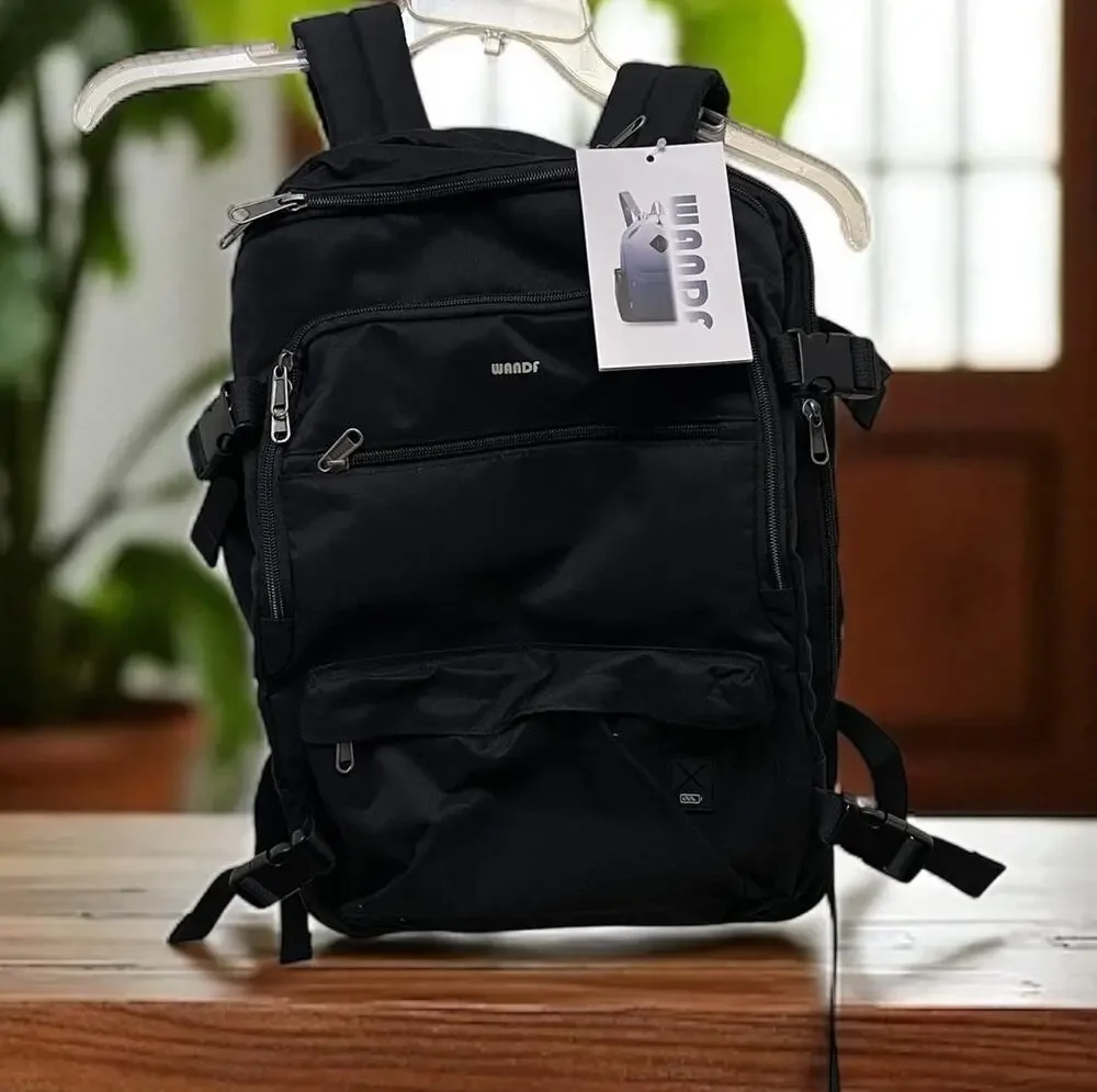 WANDF Black Laptop Backpack & Personal Item Bag 18 x 14 x 8 NEW Travel